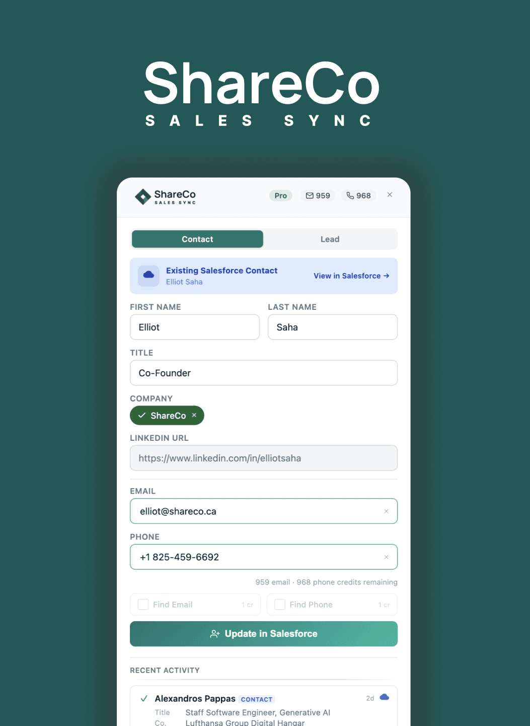 SalesSync Chrome extension